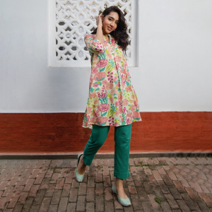 Pure Cotton Floral Printed A-Line Tunic