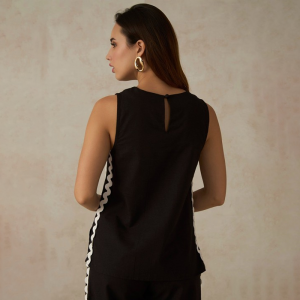 Women Cotton Boat Neck Regular Length Solid Sleeveless Top